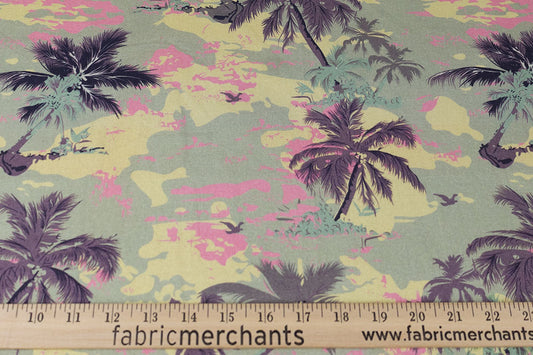 Paradise Island Tropical Linen - Sage Pink Woven Fabric