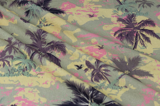 Paradise Island Tropical Linen - Sage Pink Woven Fabric