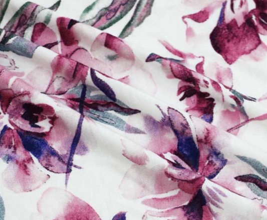 Watercolor Floral White/Mauve