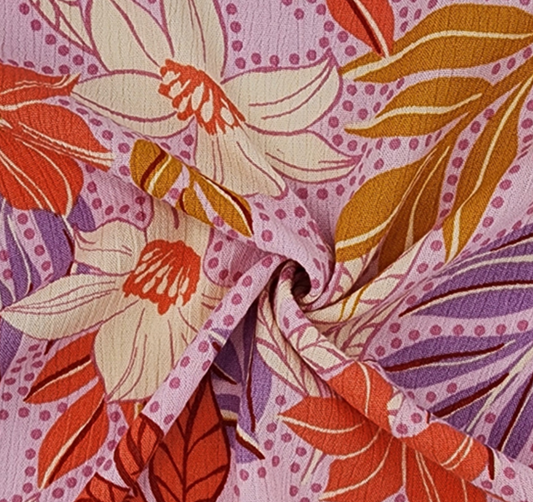 Sunset Bloom Crinkle Rayon- Sold By The Half Yard - Woven