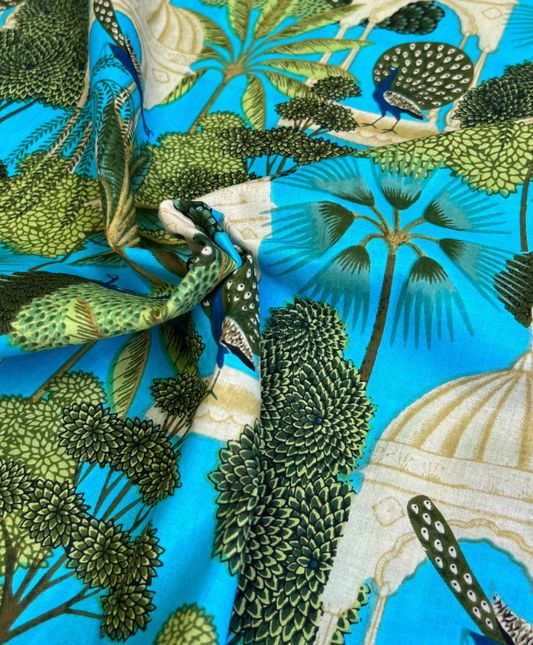 Paradise Peacock’s Teal - Cotton Lawn - Sold By The Half Yard