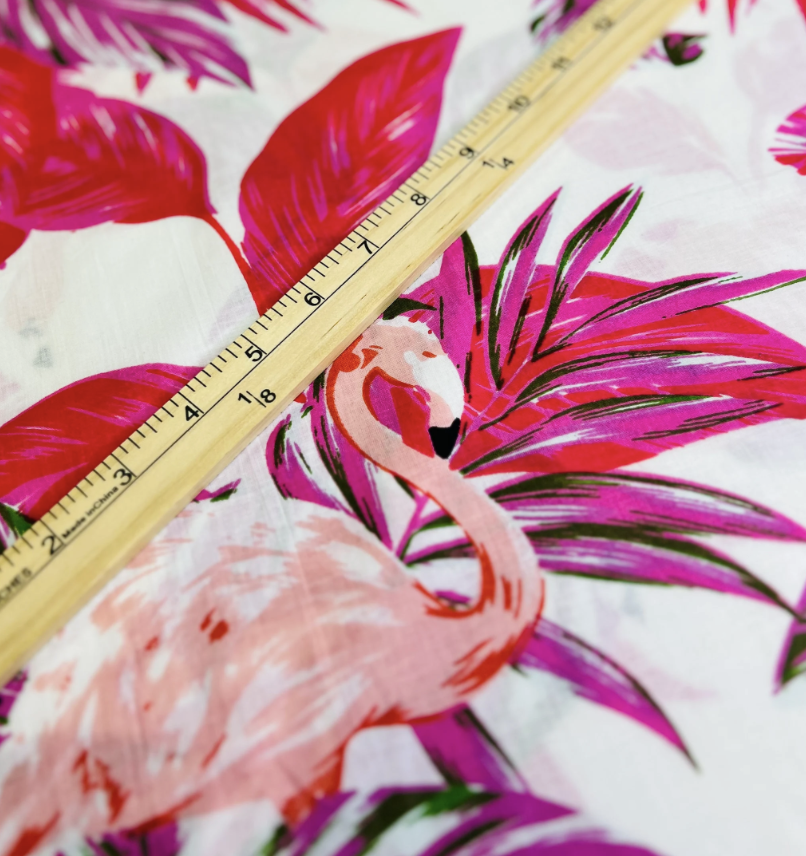 Flamingo Flock 100% cotton Bring a Tropical Touch to Your Clothing Projects Vibrant and Versatile Material for Quilting, Crafts, and More!
