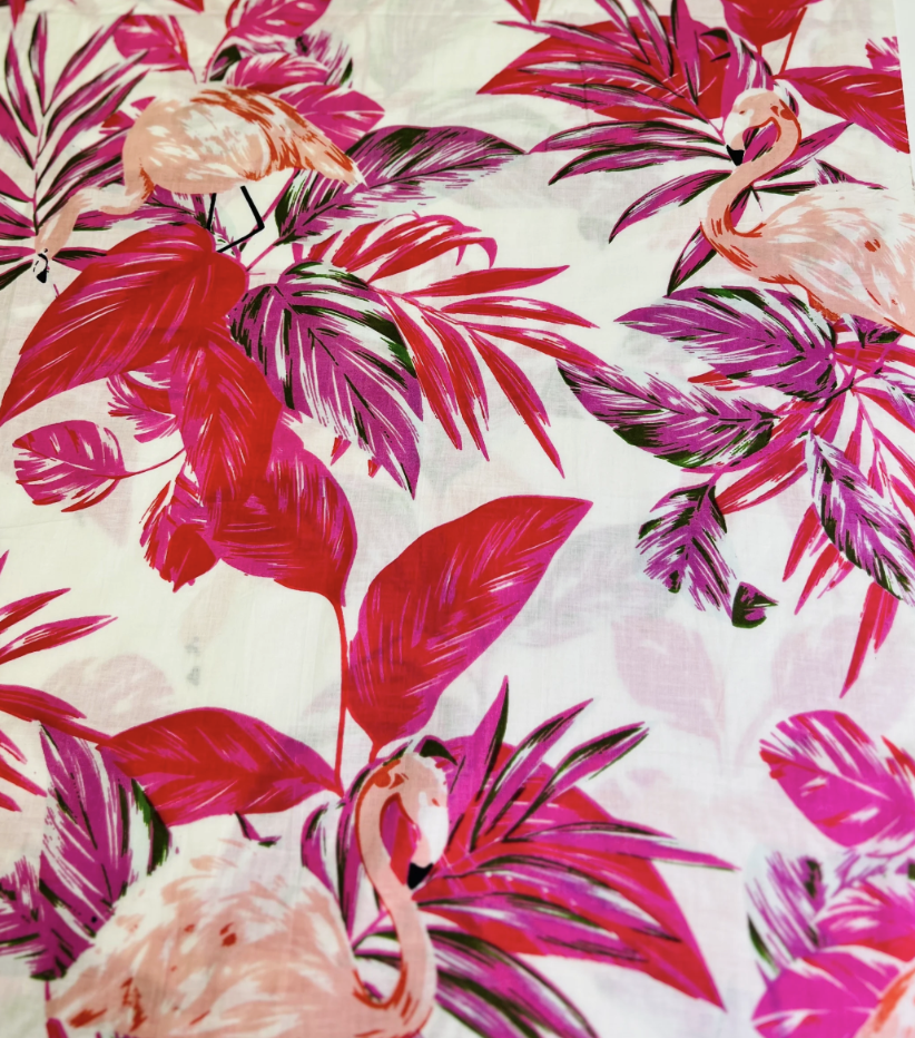 Flamingo Flock 100% cotton Bring a Tropical Touch to Your Clothing Projects Vibrant and Versatile Material for Quilting, Crafts, and More!