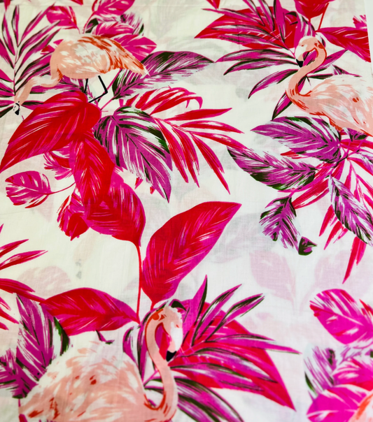 Flamingo Flock 100% cotton Bring a Tropical Touch to Your Clothing Projects Vibrant and Versatile Material for Quilting, Crafts, and More!