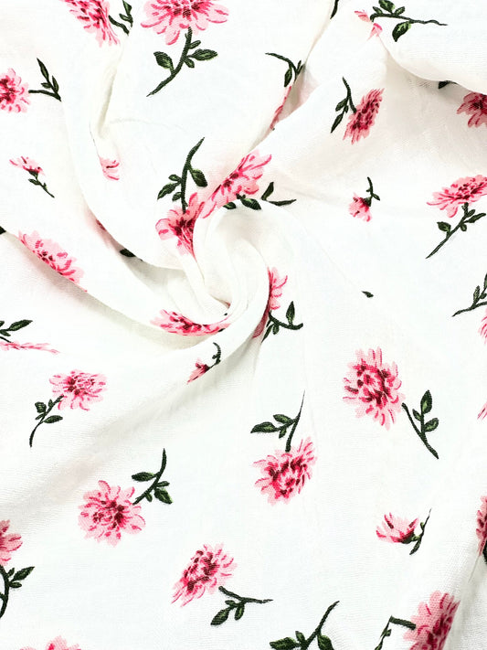 Summer Floral – Woven Gauze Fabric - Sold By The Half Yard