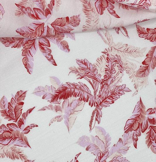 Tropical Leaves – Linen Blend - Sold By The Half Yard